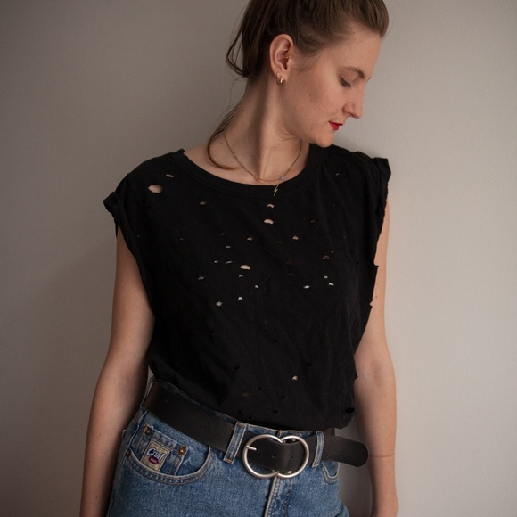 Free People Tops - Free People Black Cotton Shirt